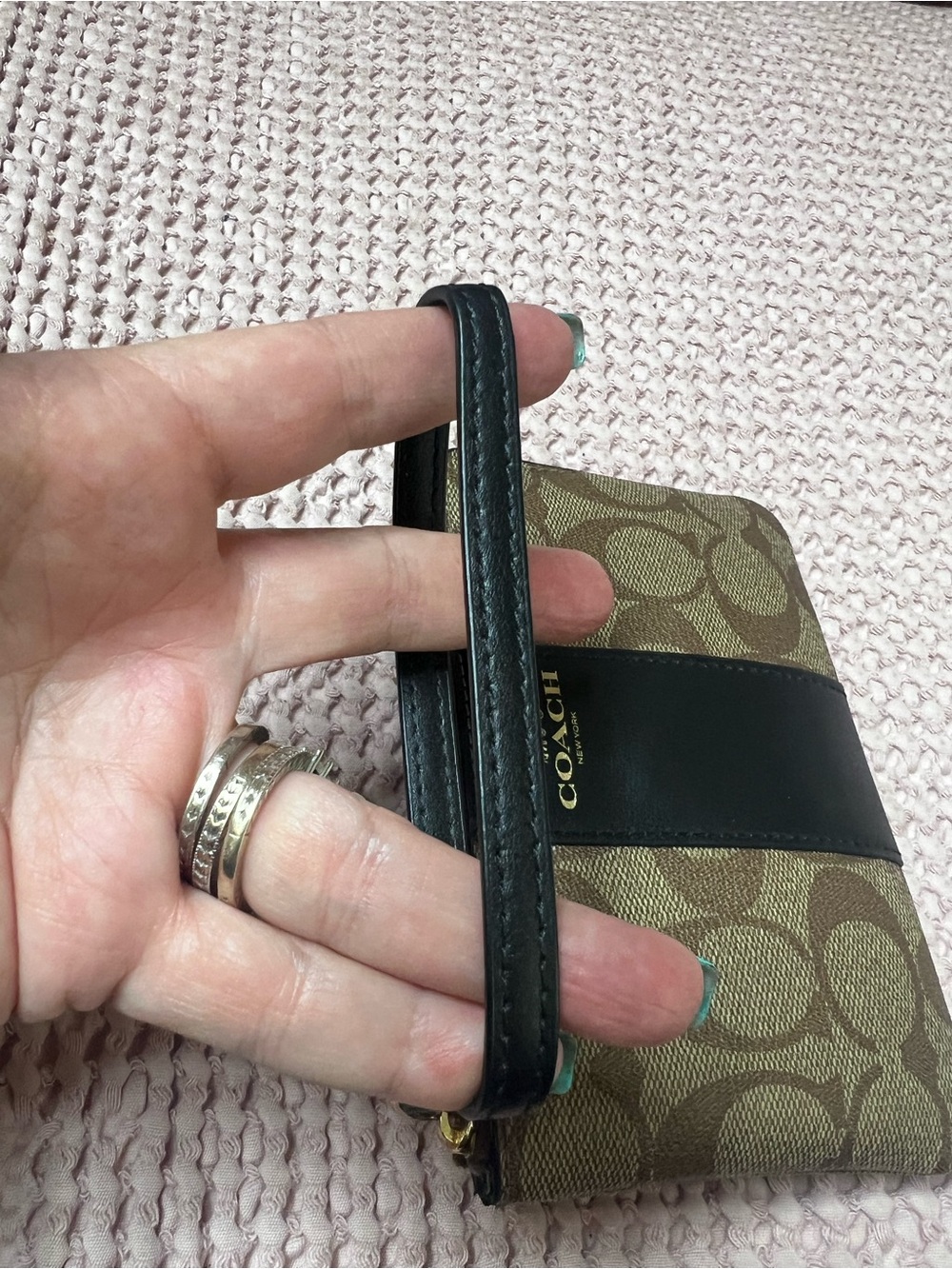 Coach Signature Corner Zip Canvas Wristlet - Picture 5 of 10